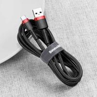 Кабел Baseus Cafule USB към Type-C 3A, 0.5 м CATKLF-A91 - черен - 4 Кабел Baseus Cafule USB към Type-C 3A, 0.5 м CATKLF-A91 - черен - 4