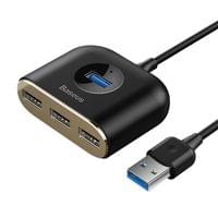 USB хъб Baseus Square round 4 в 1 с 3х USB 2.0, 1х USB 3.0 порта, черен - 3