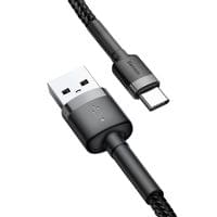 Кабел Baseus Cafule USB-A към USB-C 3A, 1м, черен - 1