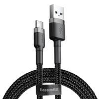 Кабел Baseus Cafule USB-A към USB-C 3A, 1м, черен - 3