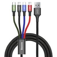 Кабел Baseus USB-A към с microUSB/2x Lightning/USB-C, 1.2м, черен CA1T4-A01 - 3