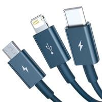Кабел Baseus Superior 3 в 1 USB-А към Lightning, micro USB и USB-С 3,5 A... - 1