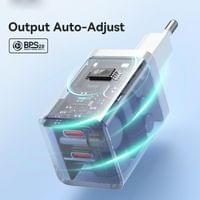Зарядно устройство 220V Baseus 40W, 2xUSB-C, GaN 5 CCGP180102 - бяло - 2 Зарядно устройство 220V Baseus 40W, 2xUSB-C, GaN 5 CCGP180102 - бяло - 2