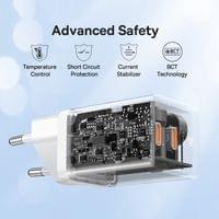 Зарядно устройство 220V Baseus 40W, 2xUSB-C, GaN 5 CCGP180102 - бяло - 4 Зарядно устройство 220V Baseus 40W, 2xUSB-C, GaN 5 CCGP180102 - бяло - 4