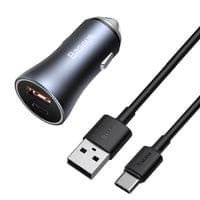 Зарядно за кола Baseus с USB-A и USB-C изхода 40W + кабел USB-А към... - 4