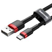 Кабел Baseus Cafule USB към Type-C 3A, 1 м CATKLF-B91 - черен - 2