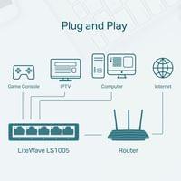 Комутатор TP-Link LS1005G 5-порта 10/100/1000Mbps - 3