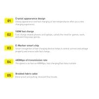 Кабел Baseus Crystal Shine Type-C към Type-C 100W 1.2 м CAJY000601 - черен - 13