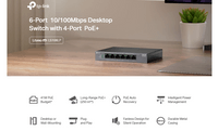 Комутатор TP-Link LS106LP 6-портов 10/100 Mbps с 4-портов PoE+ - 7 Комутатор TP-Link LS106LP 6-портов 10/100 Mbps с 4-портов PoE+ - 7