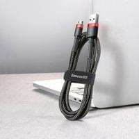 Кабел Baseus Cafule USB-A към MicroUSB, 2.4A, 1м, черен/червен - 1