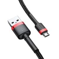 Кабел Baseus Cafule USB-A към MicroUSB, 2.4A, 1м, черен/червен - 2