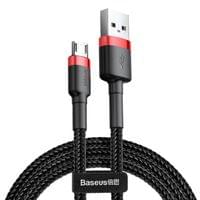 Кабел Baseus Cafule USB-A към MicroUSB, 2.4A, 1м, черен/червен - 4 Кабел Baseus Cafule USB-A към MicroUSB, 2.4A, 1м, черен/червен - 4