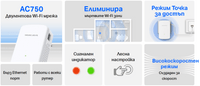 Удължител на обхват Mercusys ME20 AC750 - 2 Удължител на обхват Mercusys ME20 AC750 - 2