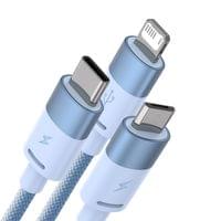 Кабел Baseus StarSpeed USB към M+L+C 3.5A Fast Charging 1.2м  - син - 1