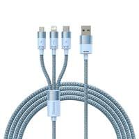 Кабел Baseus StarSpeed USB към M+L+C 3.5A Fast Charging 1.2м  - син - 11