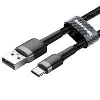 Кабел Baseus Cafule USB-A към USB Type-C, 3A, 0.5м, черен CATKLF-AG1 - 2