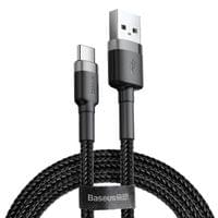 Кабел Baseus Cafule USB-A към USB Type-C, 3A, 0.5м, черен CATKLF-AG1 - 3