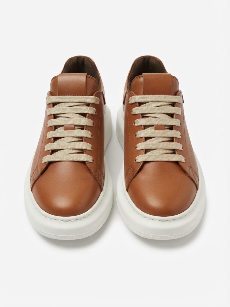 Мъжки кожени кецове Urban Classic в цвят коняк