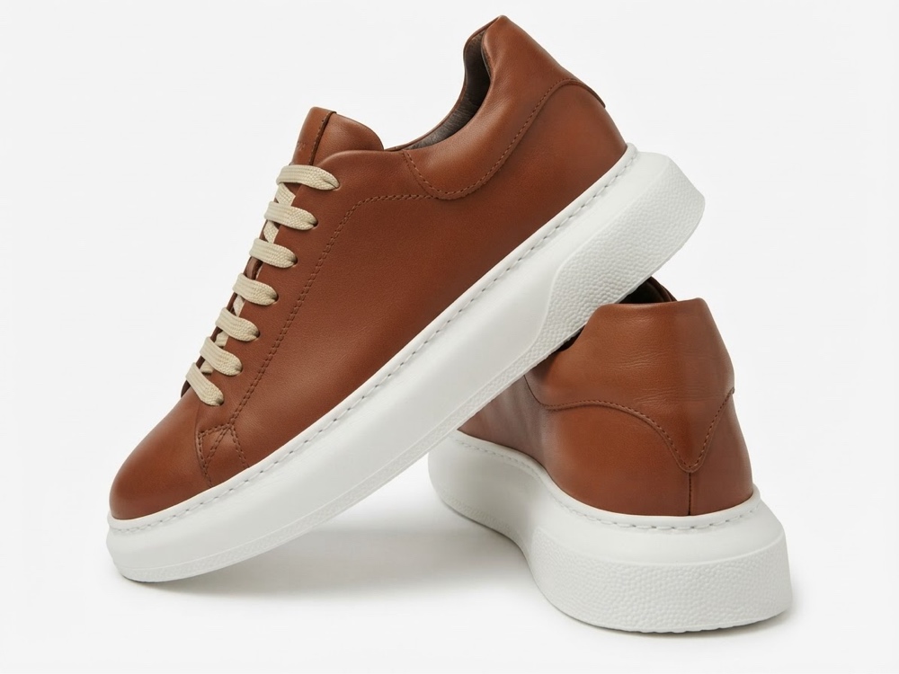 Мъжки кожени кецове Urban Classic в цвят коняк