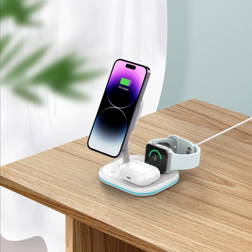 Индуктивно зарядно устройство с MagSafe QI15W-A27 3-в-1...