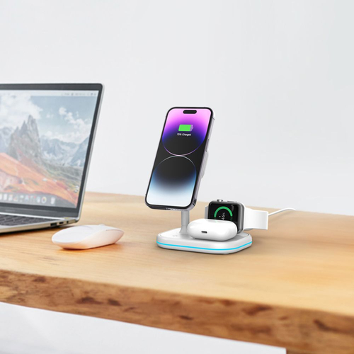 Индуктивно зарядно устройство с MagSafe QI15W-A27 3-в-1...